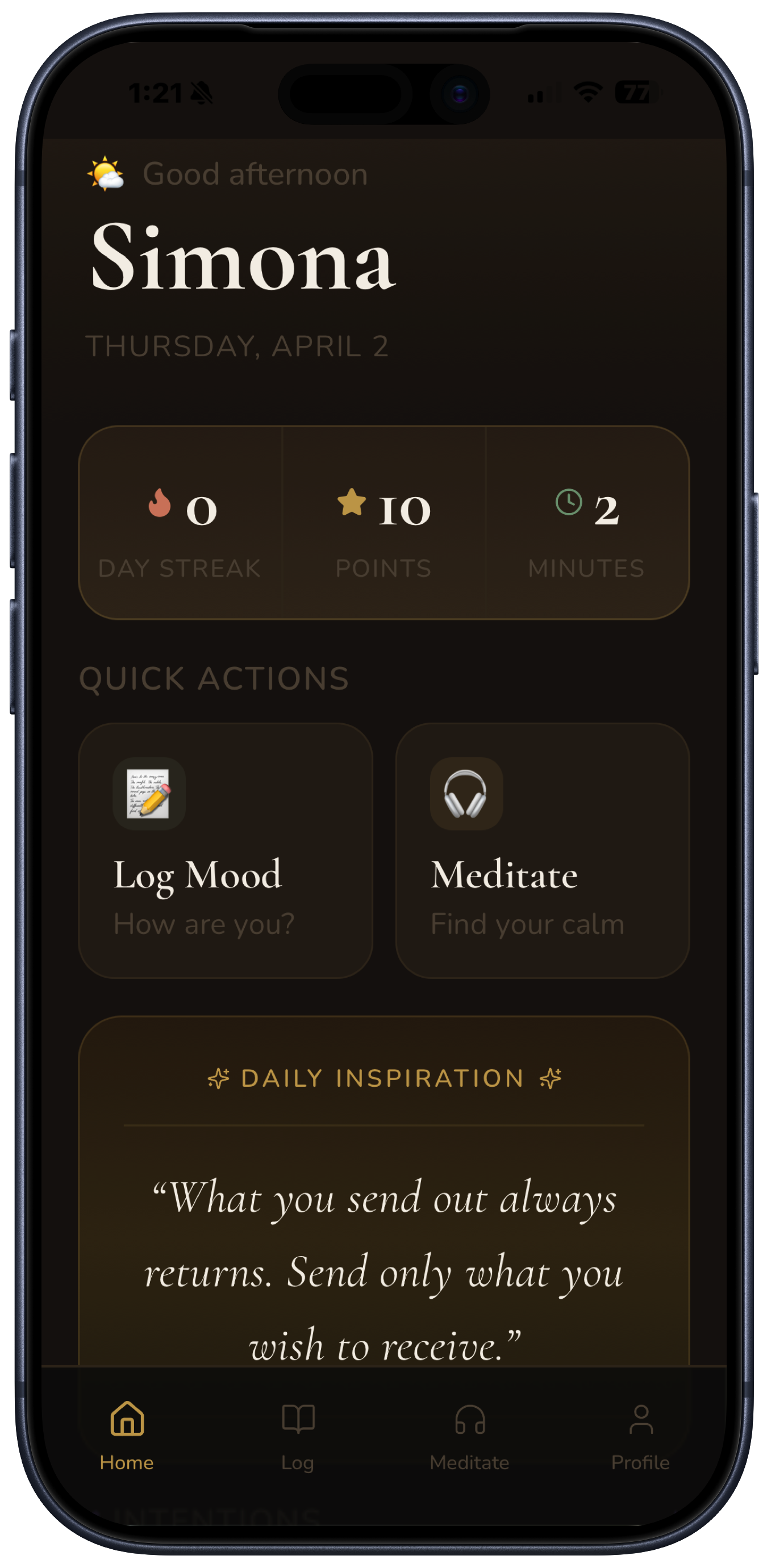 AskSimona Home screen